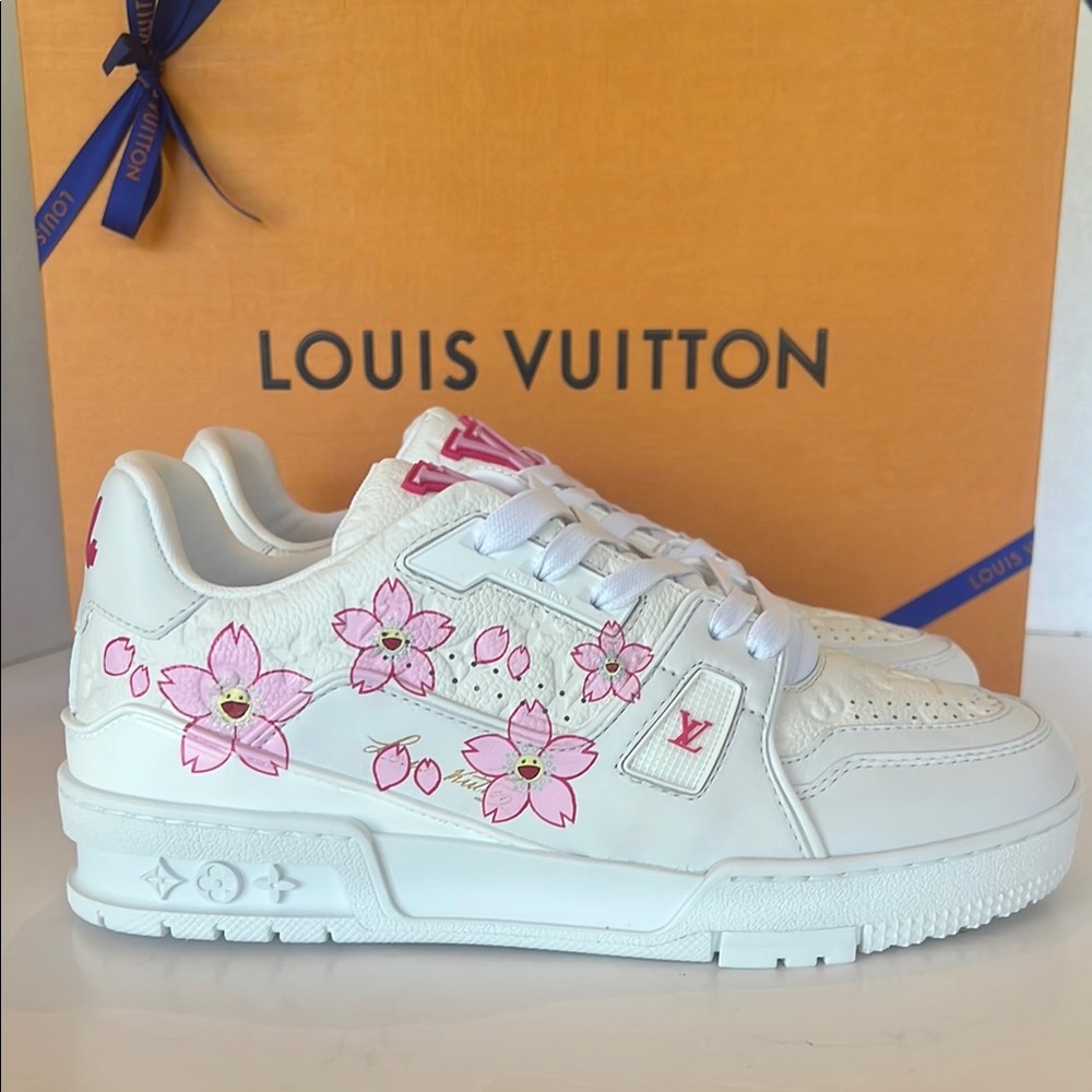 Louis Vuitton LV x TM LV Trainer Sneaker Cherry Blossom NWB